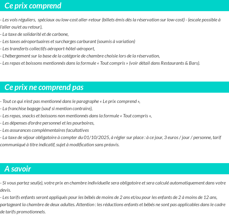 Conditions tarifaires
