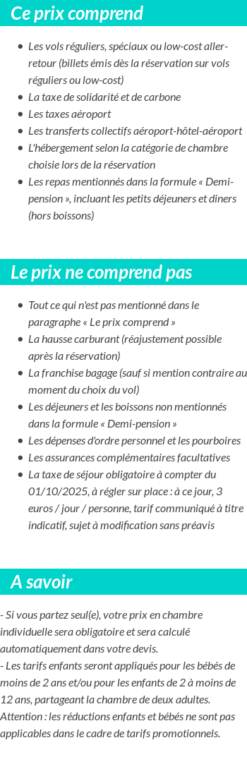 Conditions tarifaires