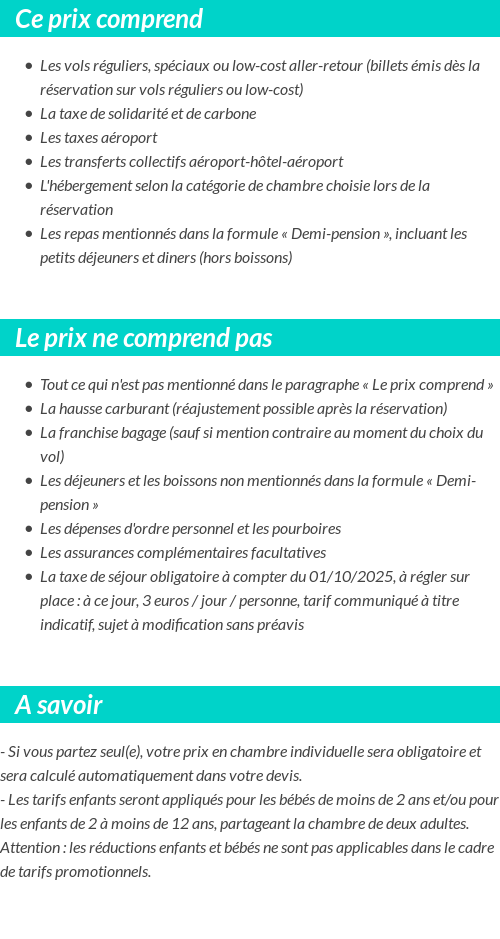 Conditions tarifaires