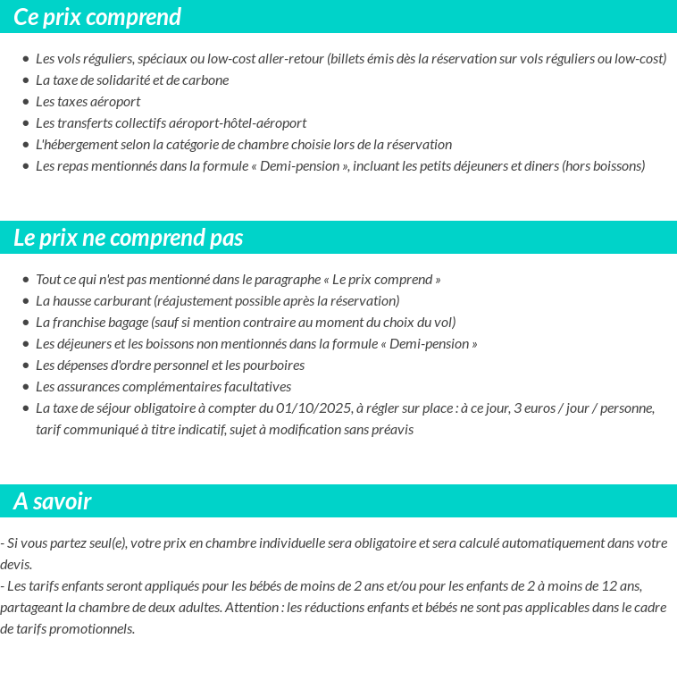 Conditions tarifaires