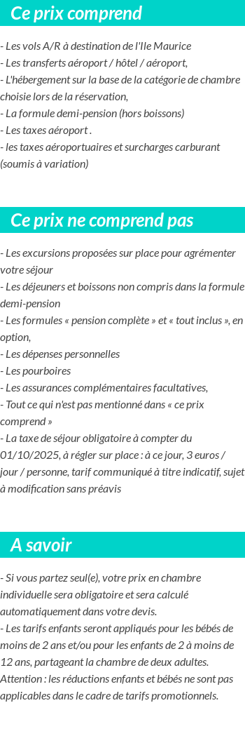 Conditions tarifaires