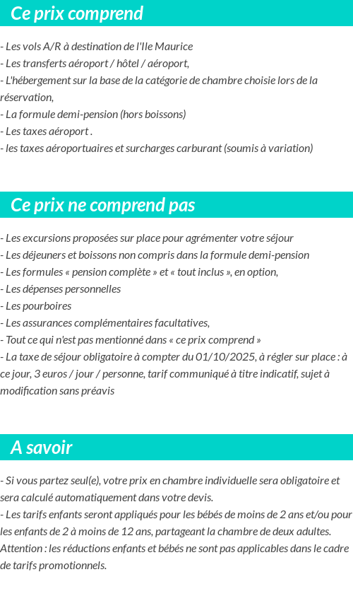 Conditions tarifaires