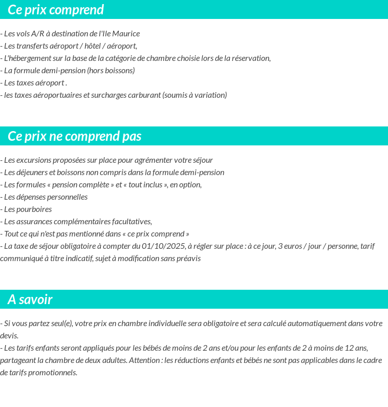 Conditions tarifaires