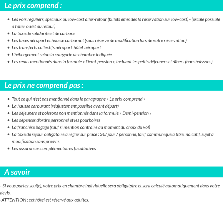 Conditions tarifaires