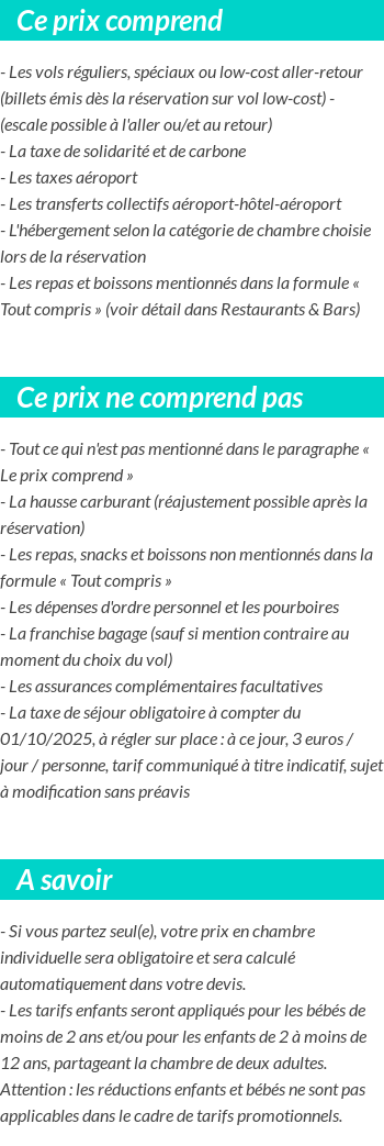 Conditions tarifaires