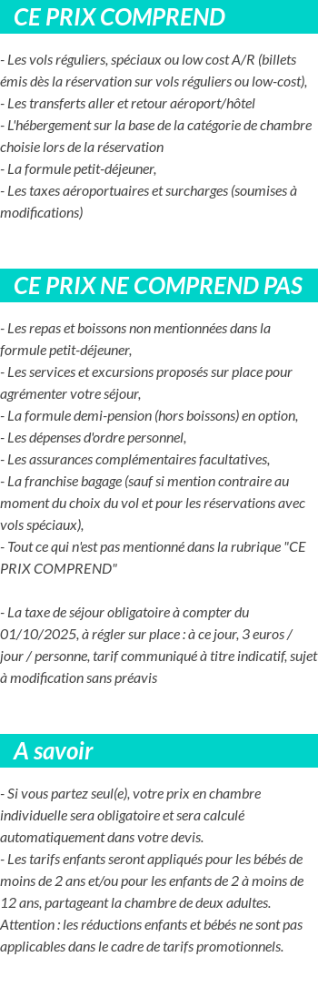 Conditions tarifaires