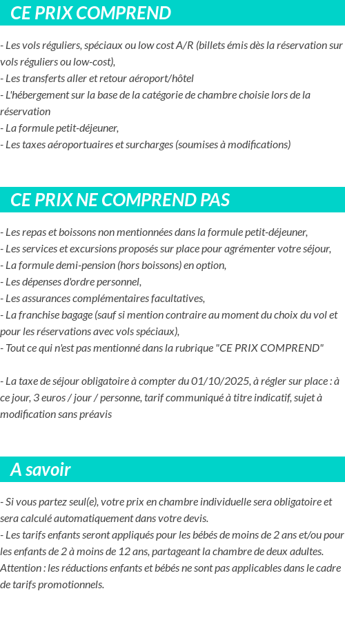 Conditions tarifaires