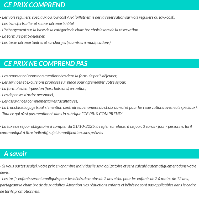 Conditions tarifaires