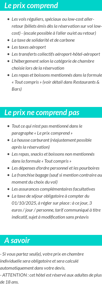 Conditions tarifaires
