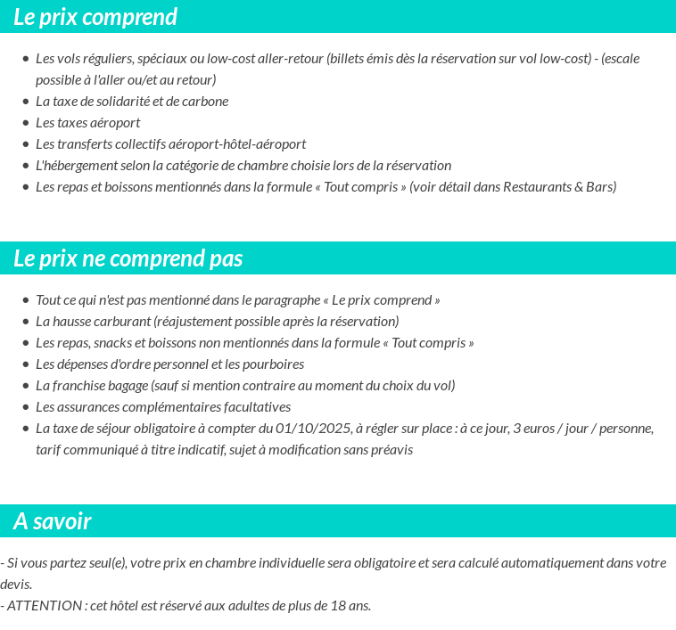 Conditions tarifaires