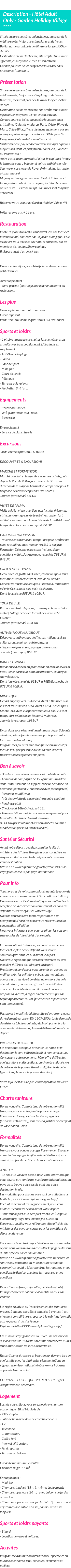 Détails du séjour