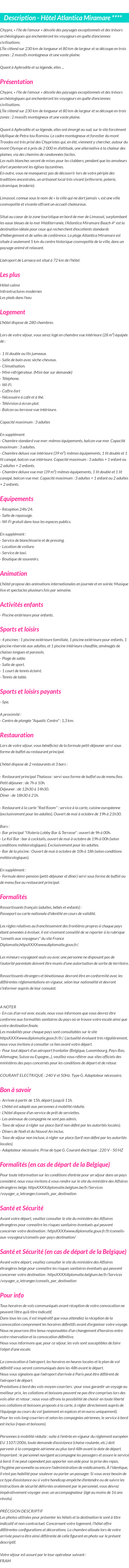 Détails du séjour