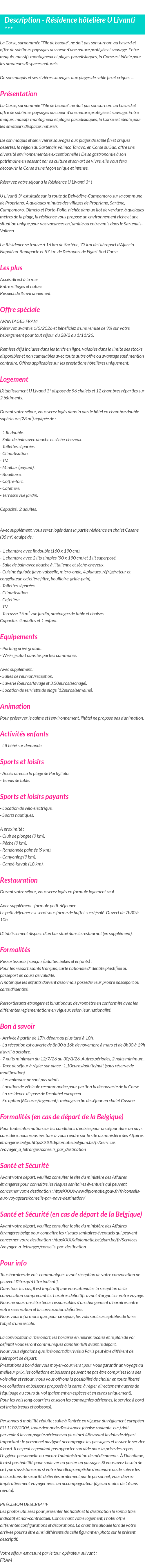 Détails du séjour