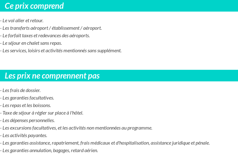 Conditions tarifaires