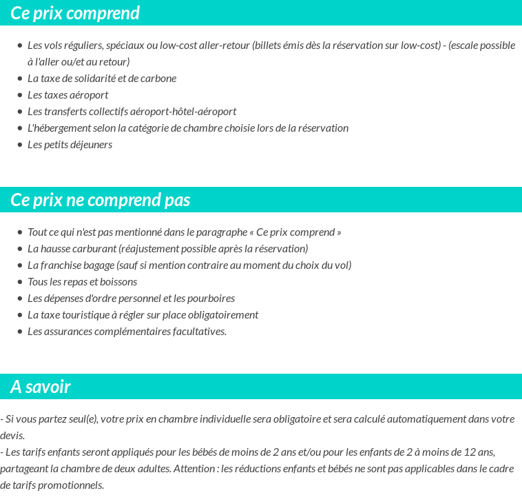 Conditions tarifaires