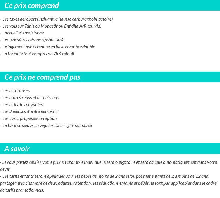 Conditions tarifaires