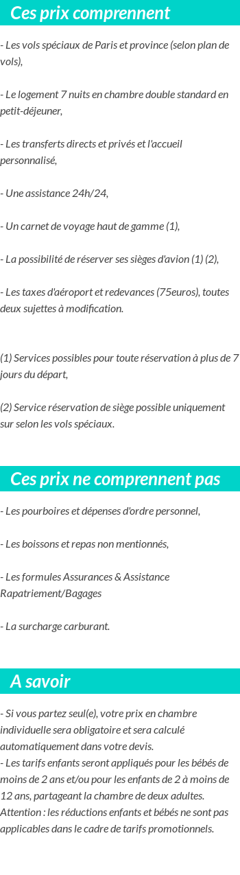 Conditions tarifaires