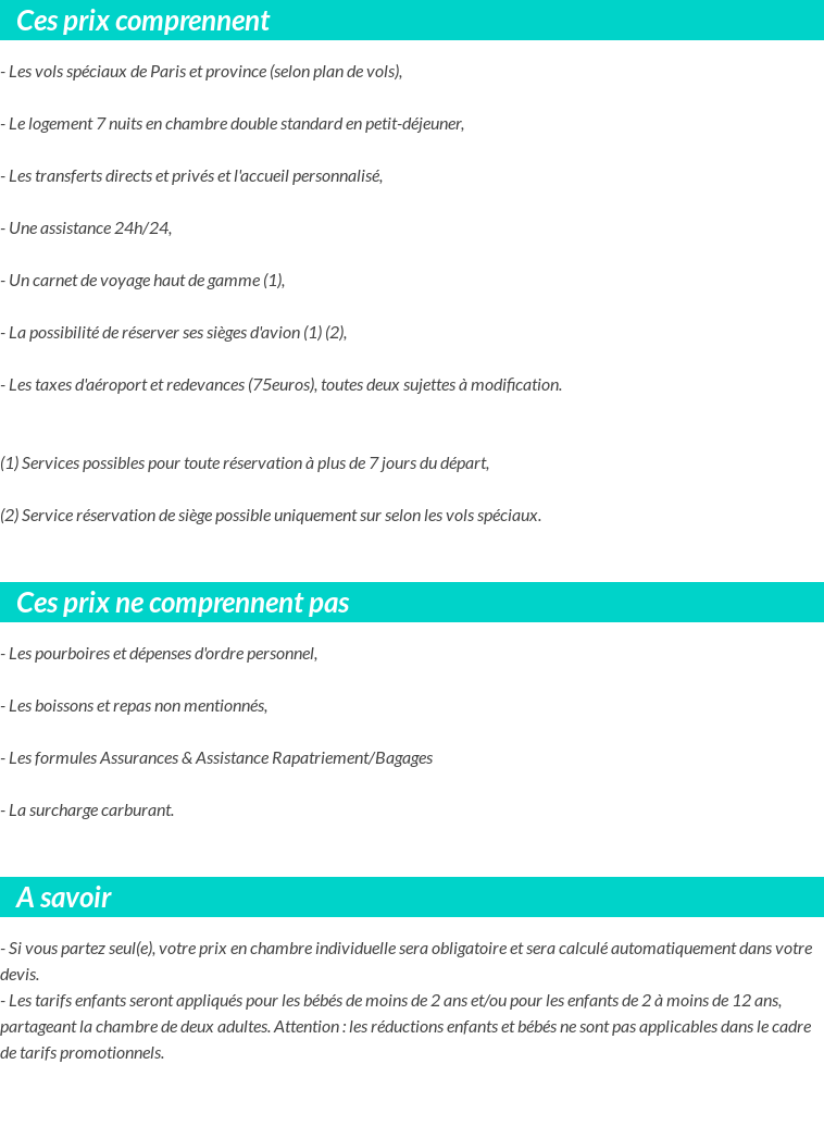 Conditions tarifaires