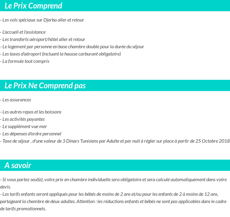Conditions tarifaires