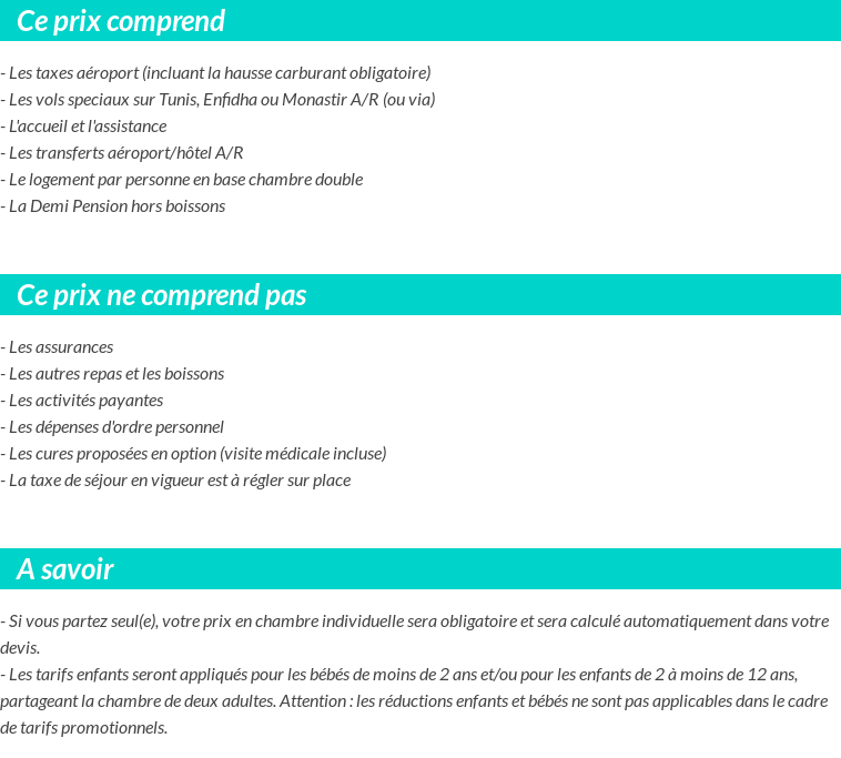 Conditions tarifaires