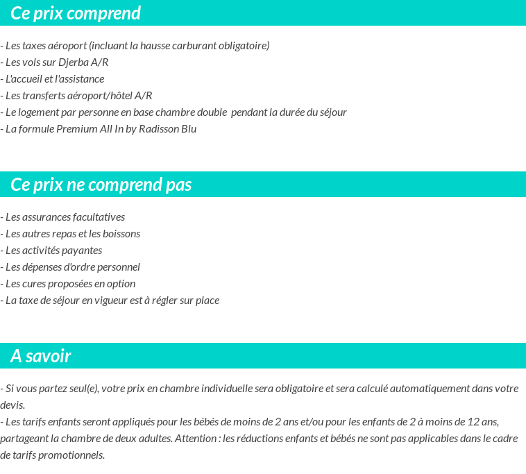 Conditions tarifaires