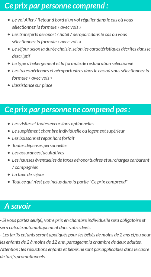 Conditions tarifaires