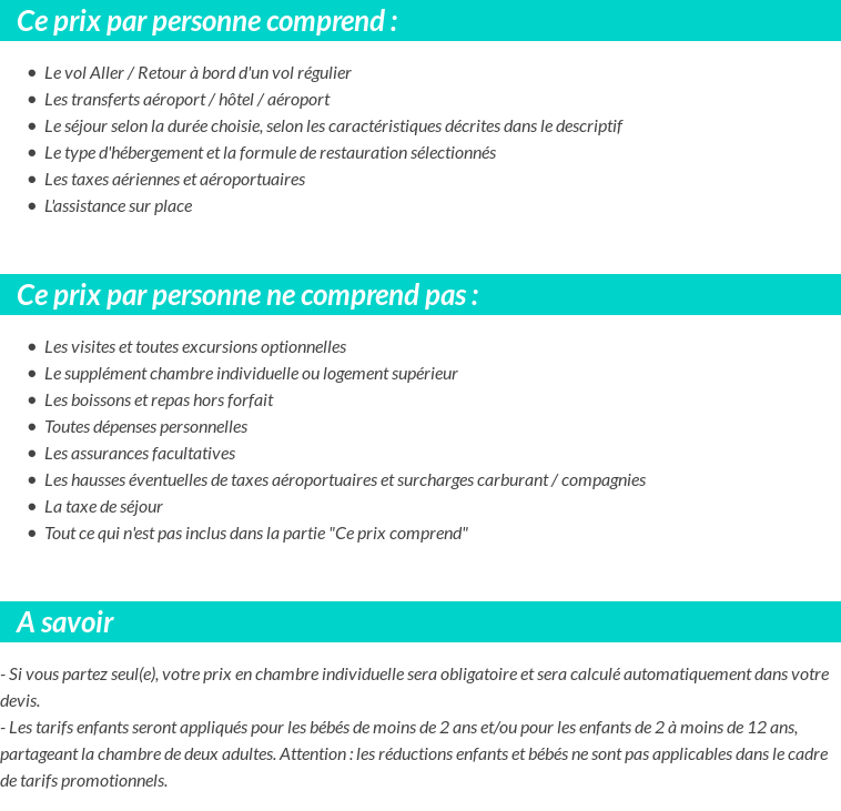 Conditions tarifaires
