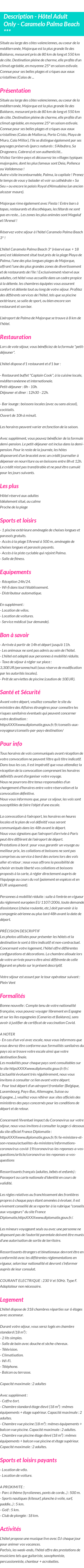 Détails du séjour