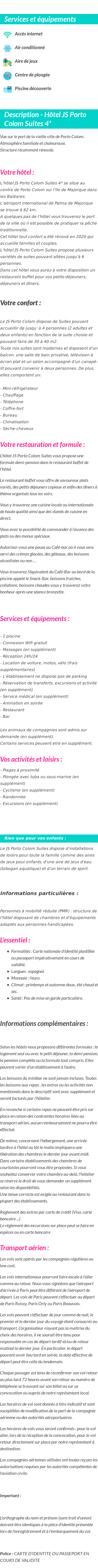 Détails du séjour