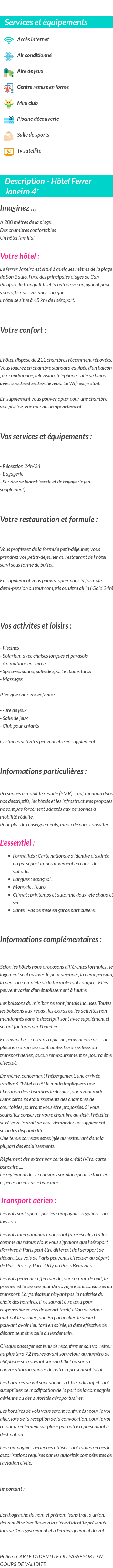 Détails du séjour