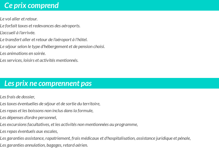 Conditions tarifaires