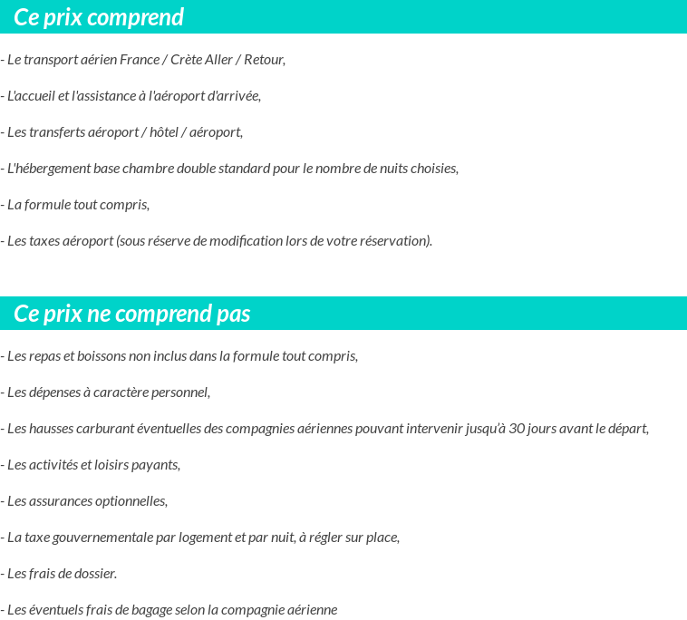 Conditions tarifaires