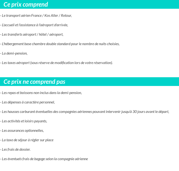 Conditions tarifaires