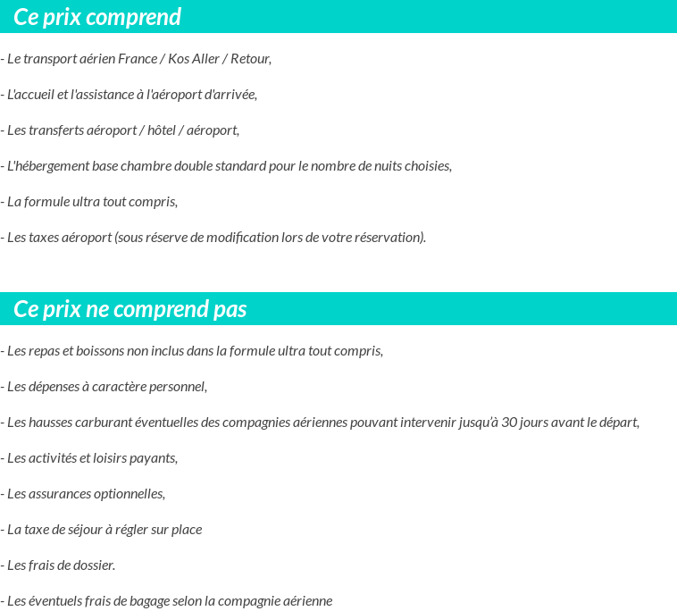 Conditions tarifaires