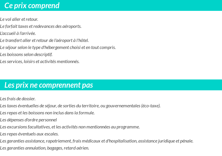 Conditions tarifaires