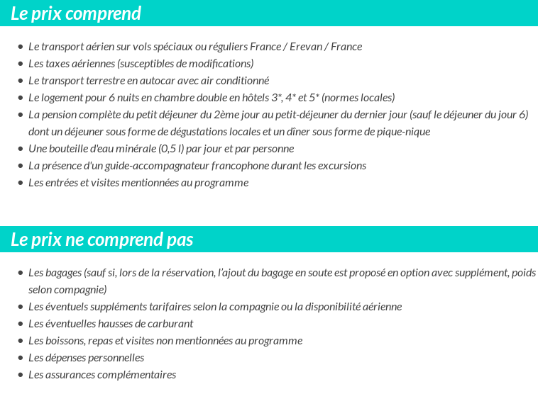Conditions tarifaires