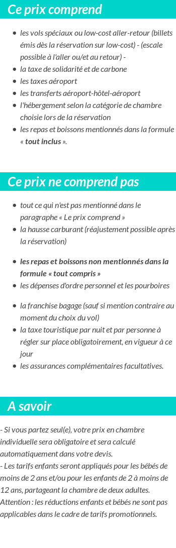 Conditions tarifaires