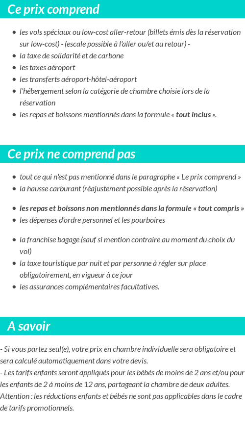 Conditions tarifaires