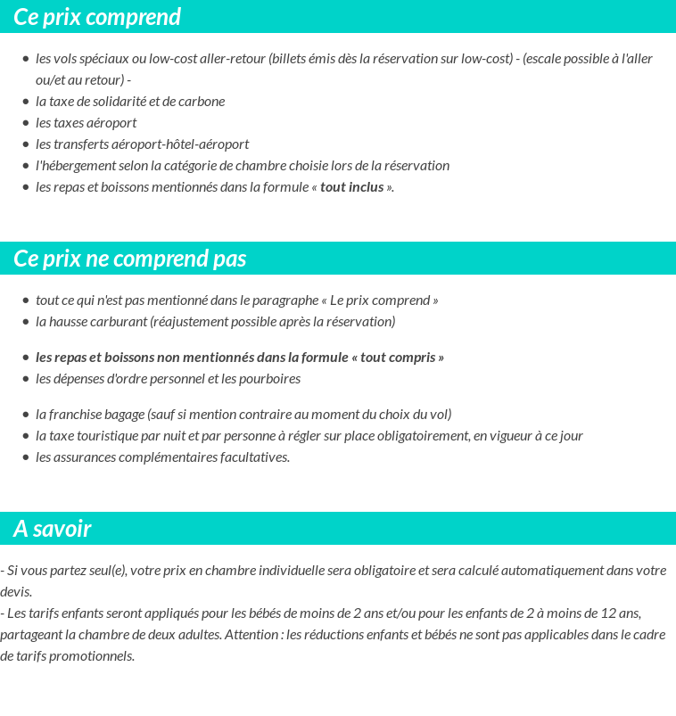 Conditions tarifaires