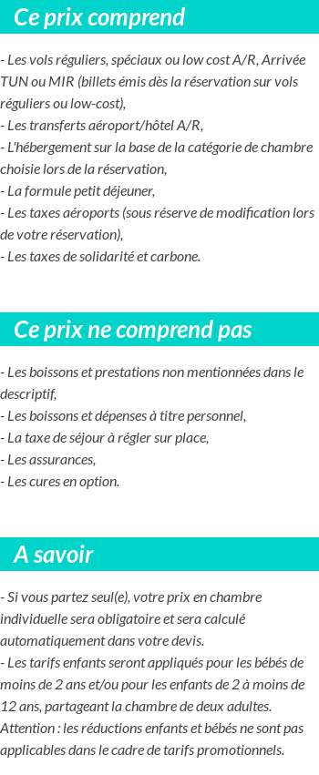 Conditions tarifaires