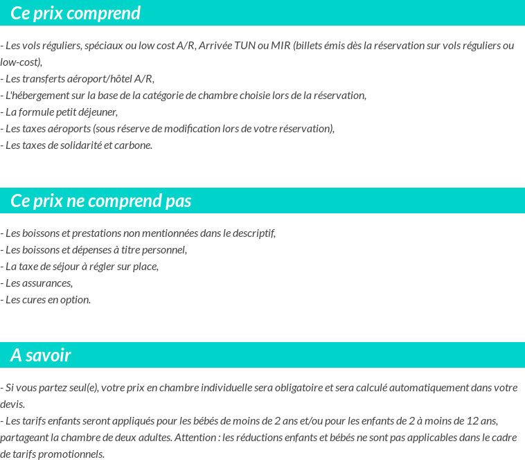 Conditions tarifaires