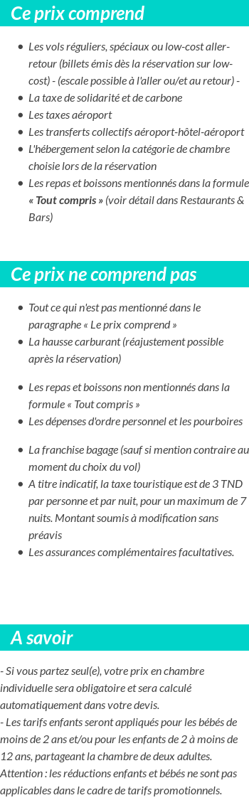Conditions tarifaires