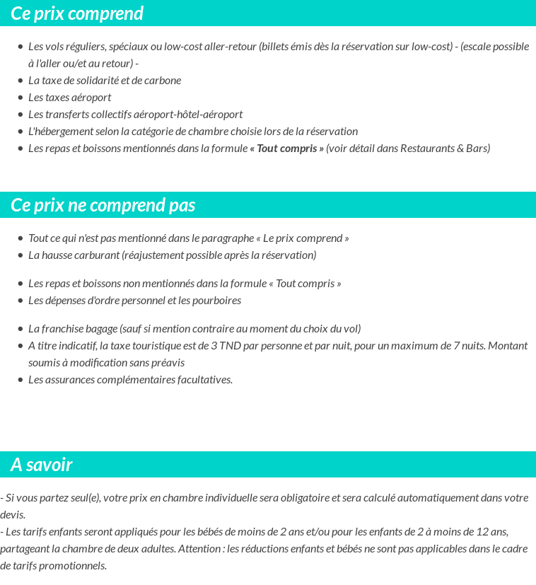 Conditions tarifaires