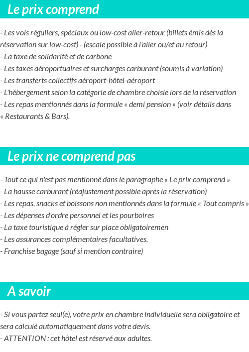 Conditions tarifaires