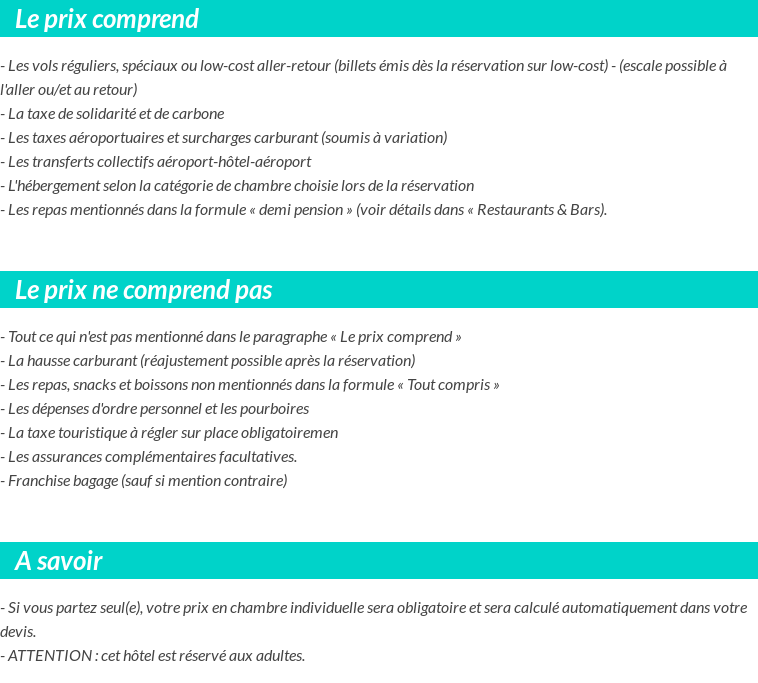 Conditions tarifaires