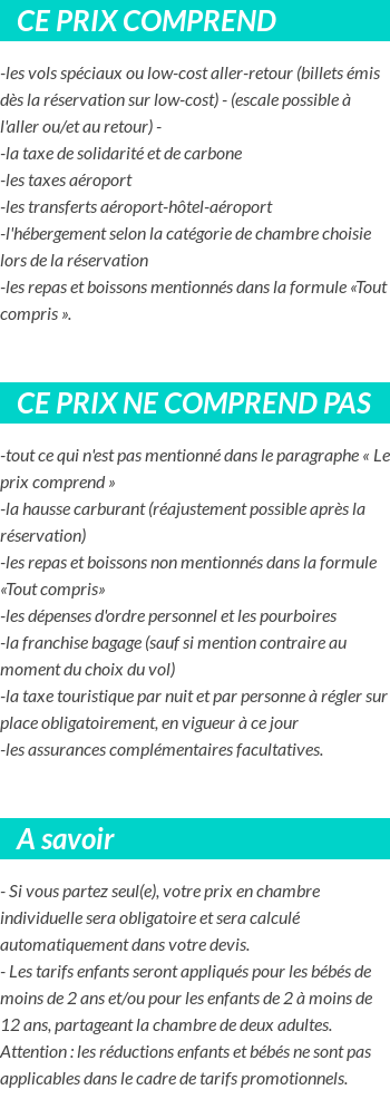Conditions tarifaires