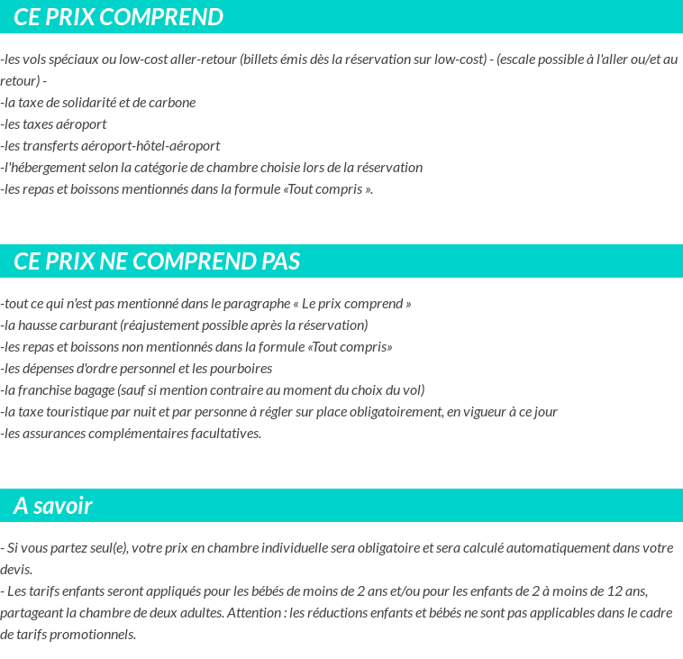 Conditions tarifaires