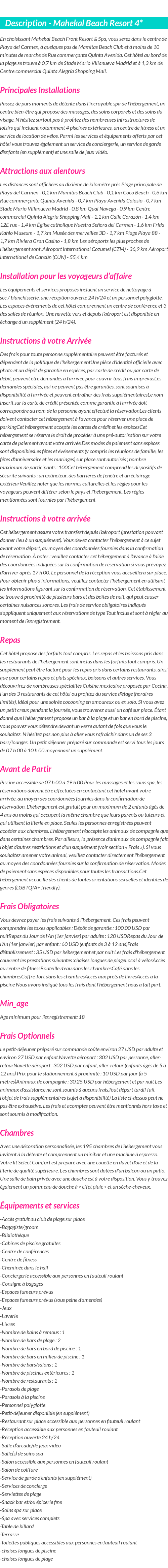 Détails du séjour