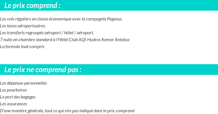 Conditions tarifaires