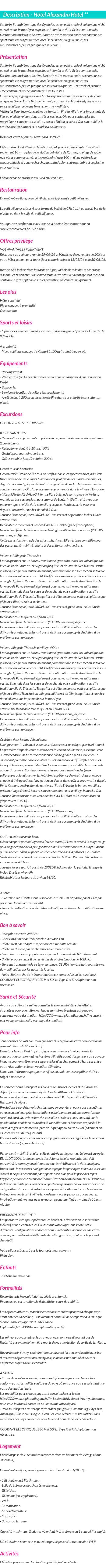 Détails du séjour